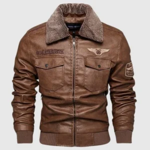 Biker Brown Leather Jacket Mens