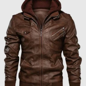 Brown Leather Bomber Jacket Mens