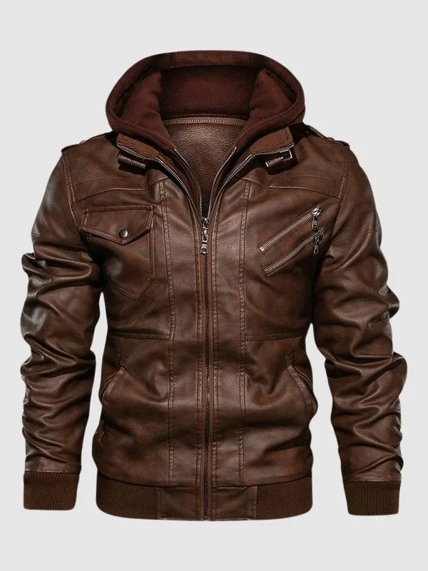 Brown Leather Bomber Jacket Mens