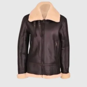 Womens Brown B3 Shearling Leather Jacket