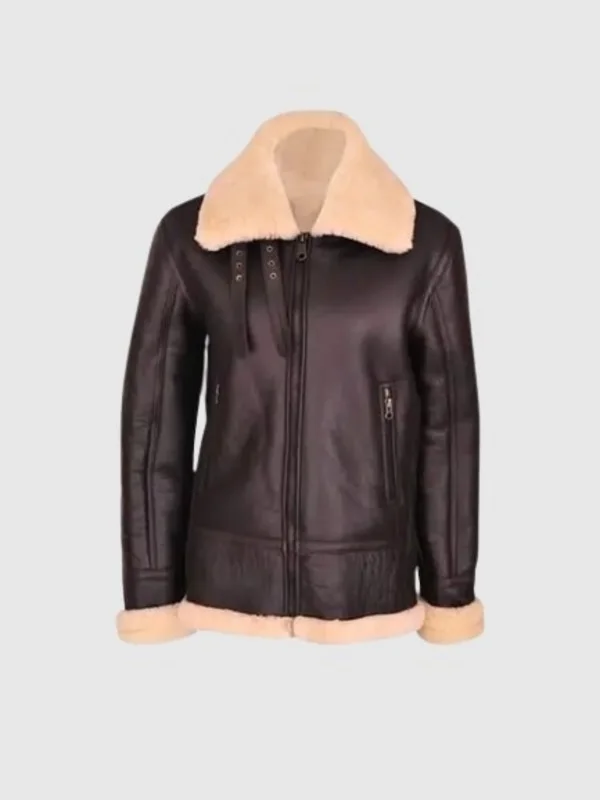 Womens Brown B3 Shearling Leather Jacket